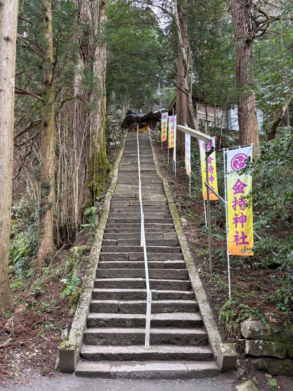 金持神社の石段と参道