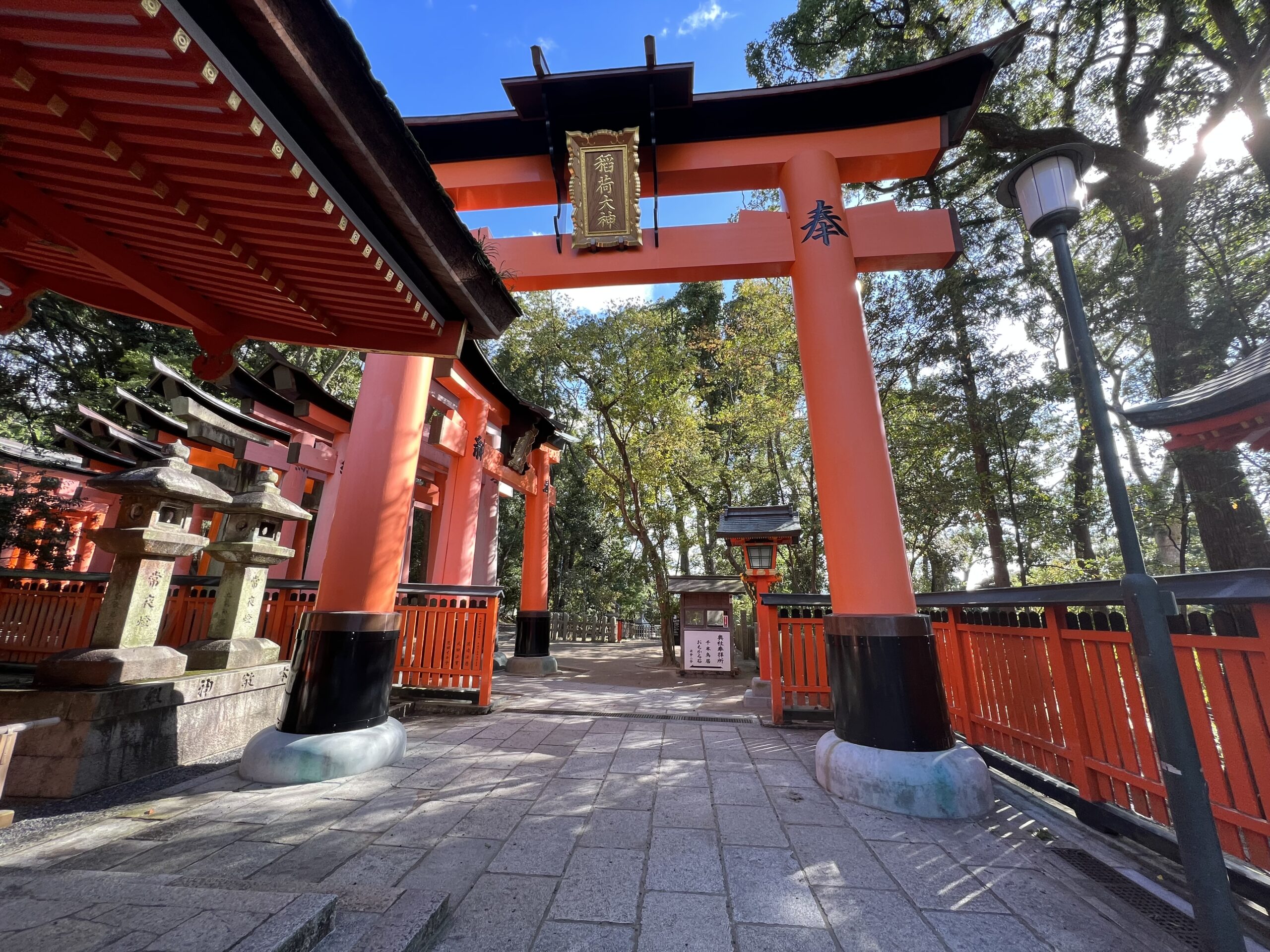 伏見稲荷大社の千本鳥居入口広角