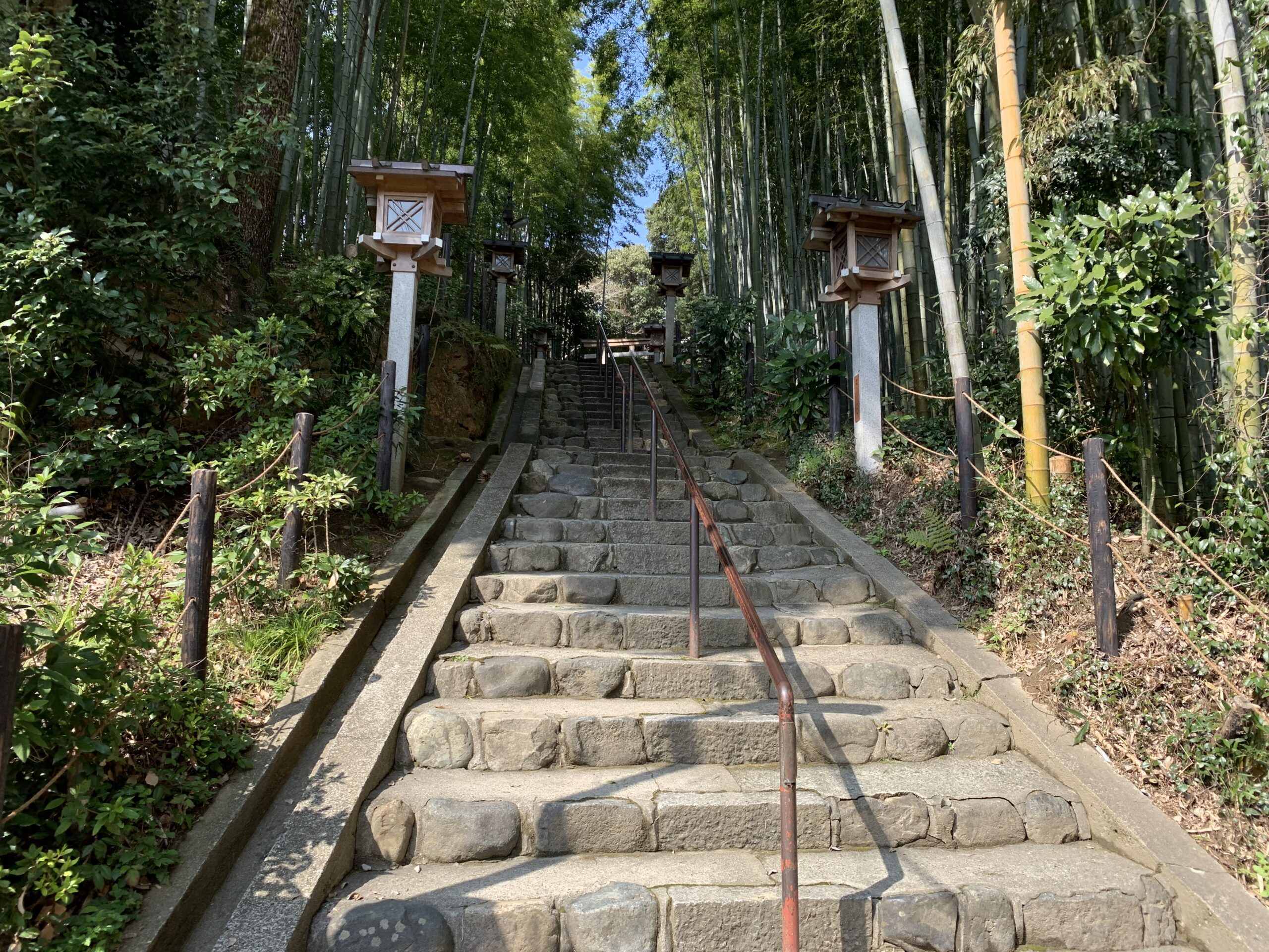 久延彦神社への石段（竹林）