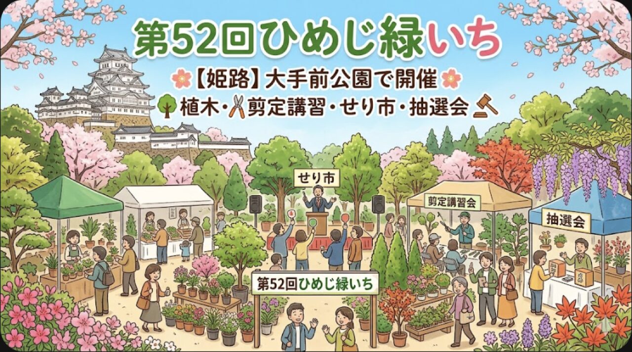 【姫路】第52回ひめじ緑いち 2026年4月25日・26日 大手前公園で開催｜植木・剪定講習・抽選会