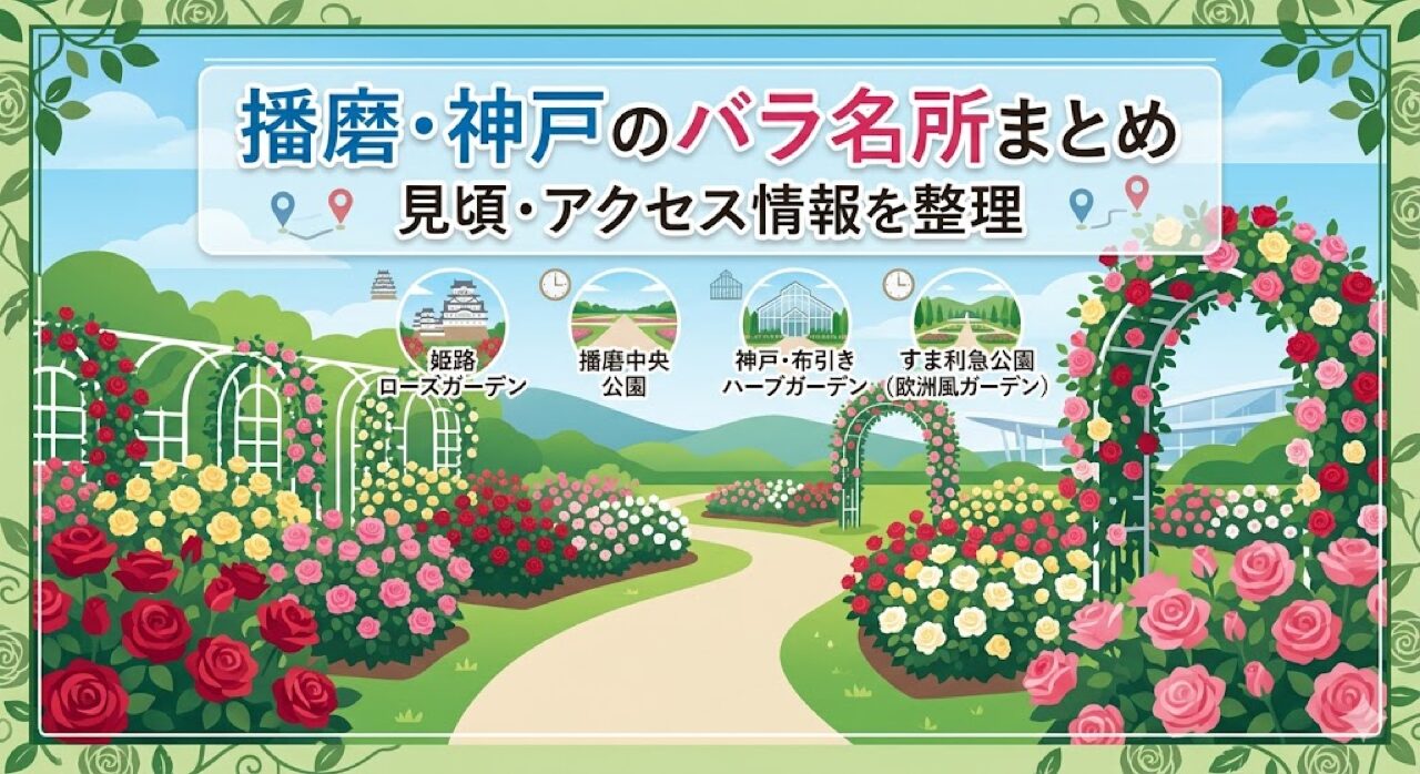 播磨・神戸のバラ名所4選【2026年版】見頃・料金・アクセスまとめ