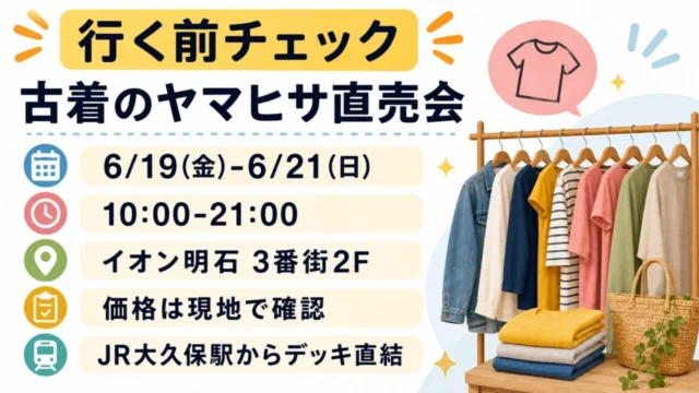 古着のヤマヒサ直売会の来場前チェック図解