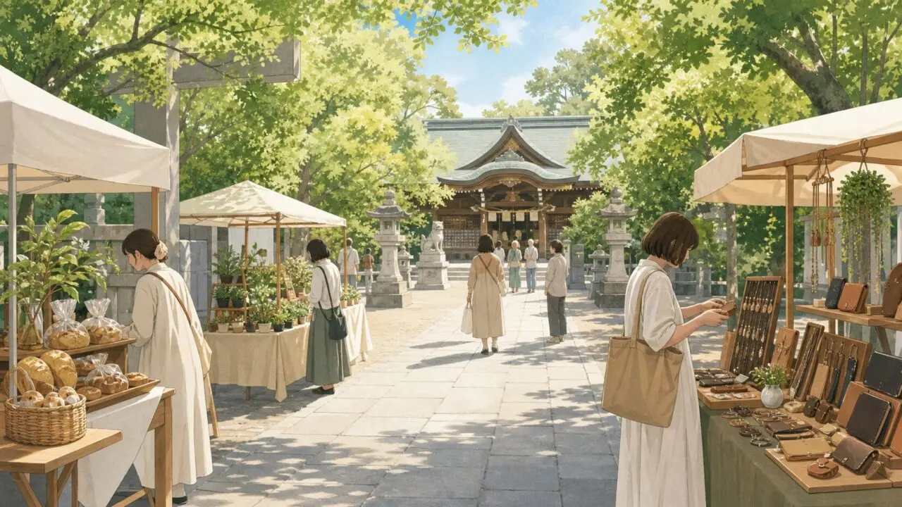 廣田神社の境内マルシェをイメージした補助イラスト