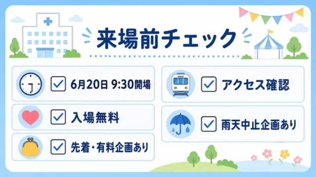 兵庫県立こども病院10周年フェスの来場前チェック