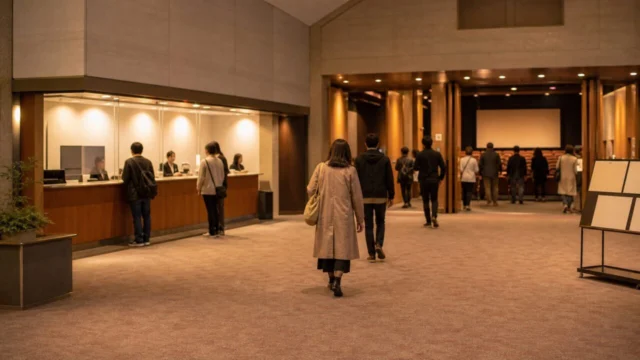 市川町文化センターの上映会場とチケット窓口の雰囲気をイメージした生成画像