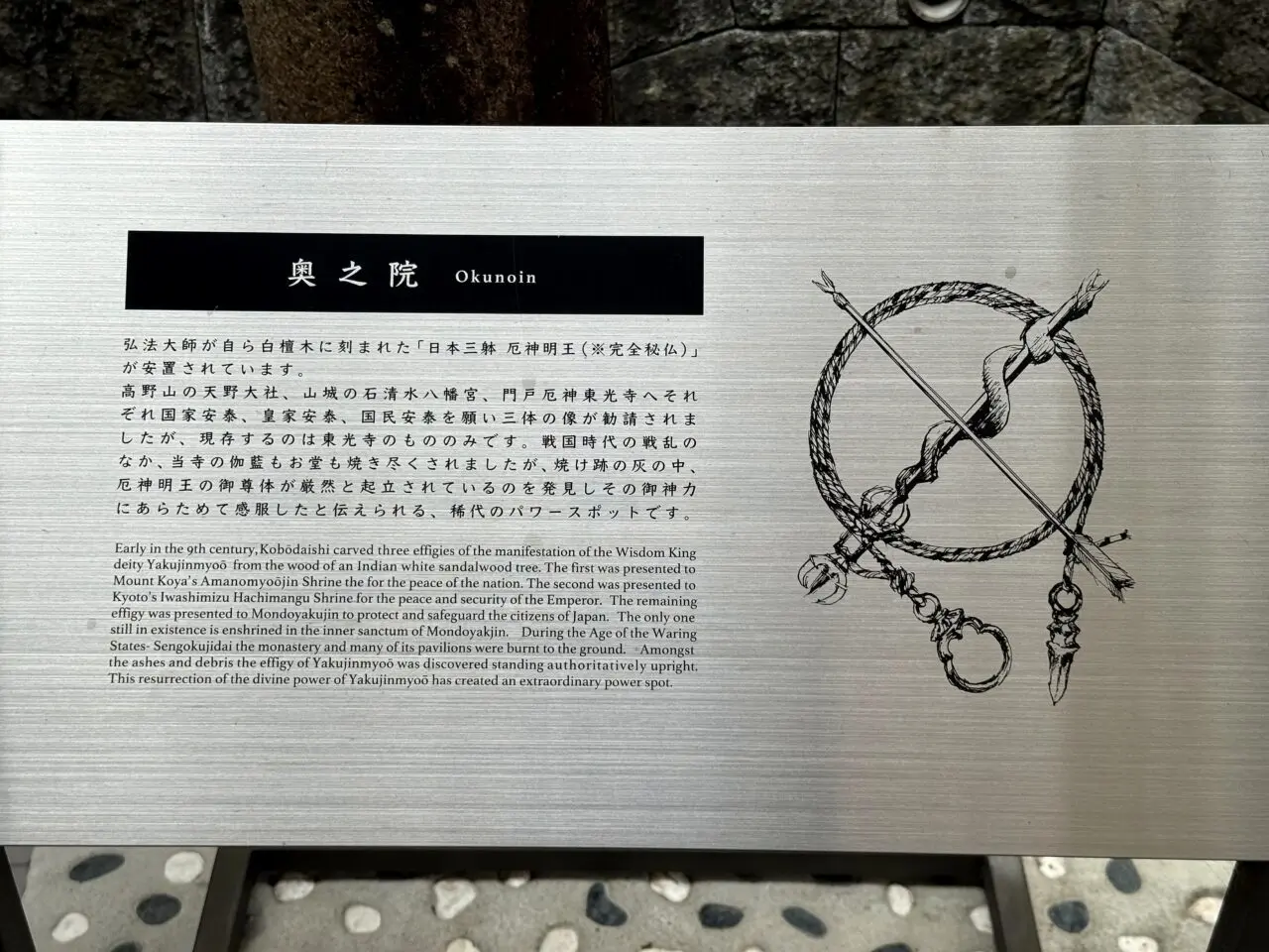 門戸厄神東光寺の奥之院説明板