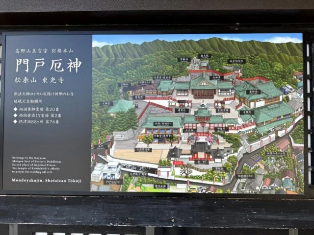 境内案内図と門戸厄神の説明パネル