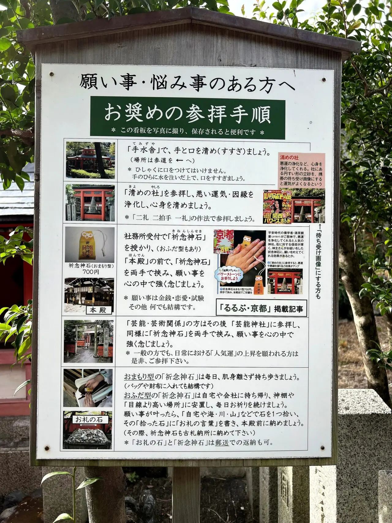 車折神社の祈念神石の参拝手順案内