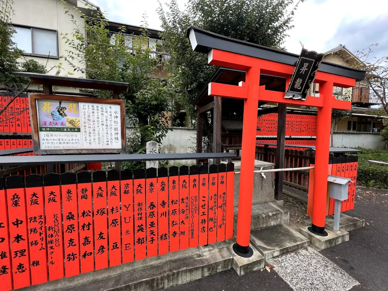 車折神社 芸能神社の朱色の玉垣