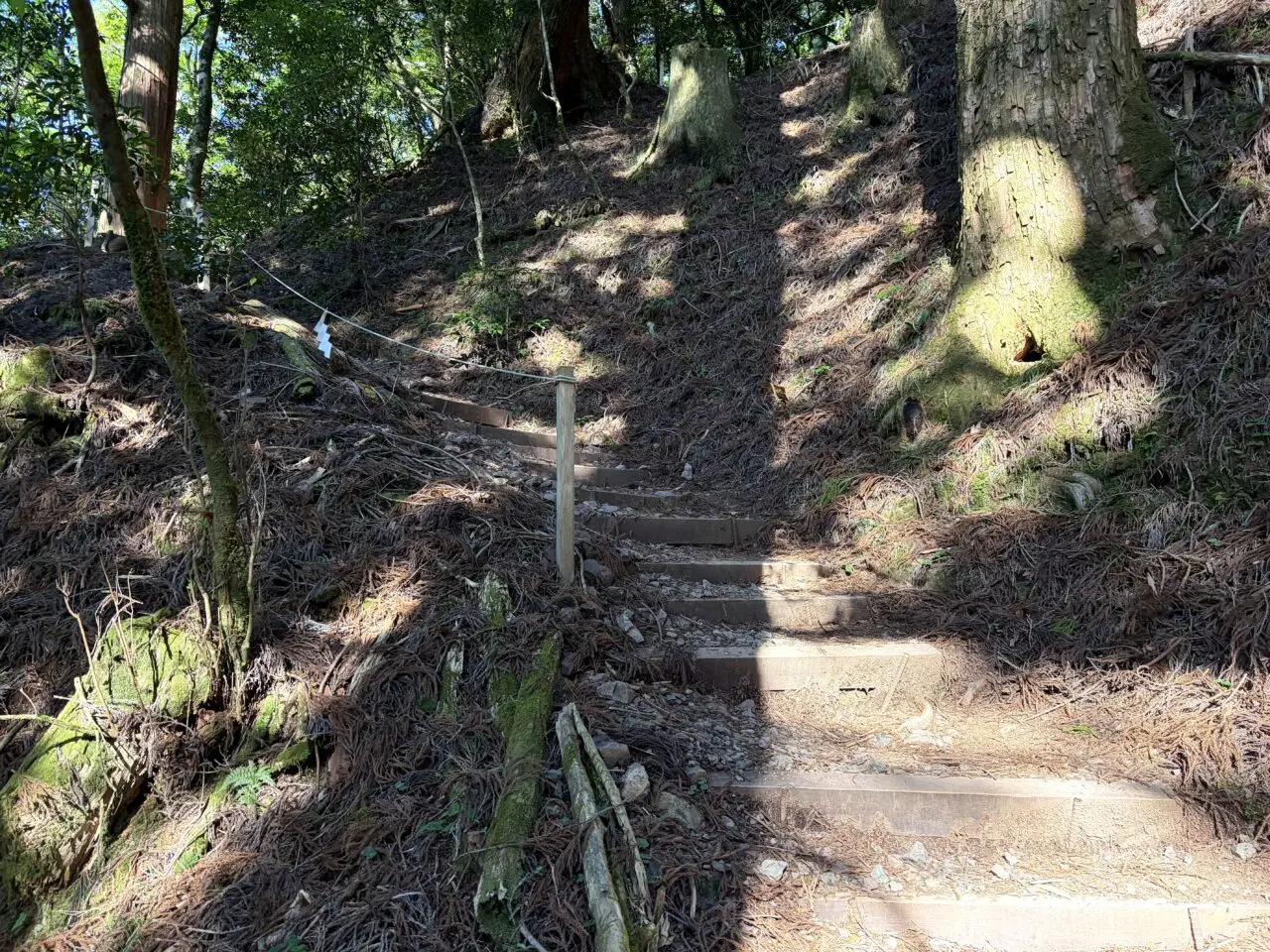 玉置山山頂へ続く山道の階段