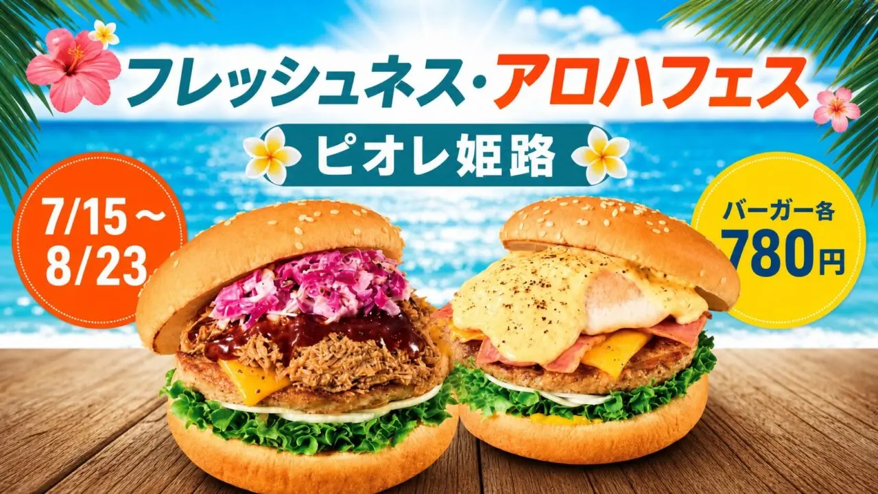 フレッシュネス・アロハフェスは7月15日から8月23日、バーガー各780円