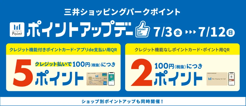 三井ショッピングパークのポイントアップデー公式バナー画像。