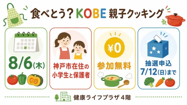 食べとう？KOBE親子クッキング2026の対象・日時・参加費・申込締切をまとめた図解