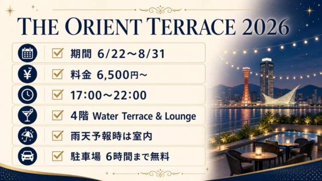 THE ORIENT TERRACE 2026の期間・料金・時間・会場・雨天時・駐車場をまとめた案内画像