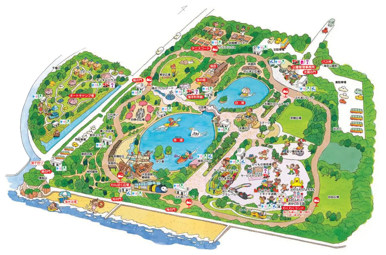 赤穂海浜公園の公式園内イラストマップ