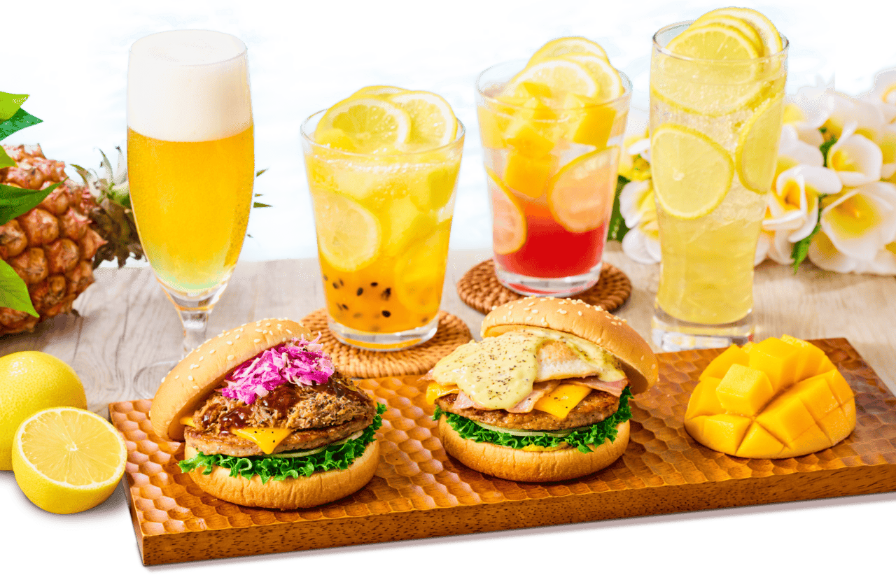 フレッシュネスバーガー公式アロハフェスのバーガー2種とフローズンドリンク2種