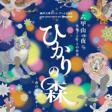 神戸六甲ミーツ・アート2026公式イベント「ひかりの森」の掲載ビジュアル。夜間鑑賞の雰囲気を示す。