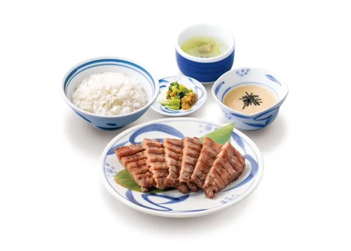さんちか公式のねぎし店舗ページ掲載画像。牛たん、麦めし、とろろ、スープなどの定食イメージ