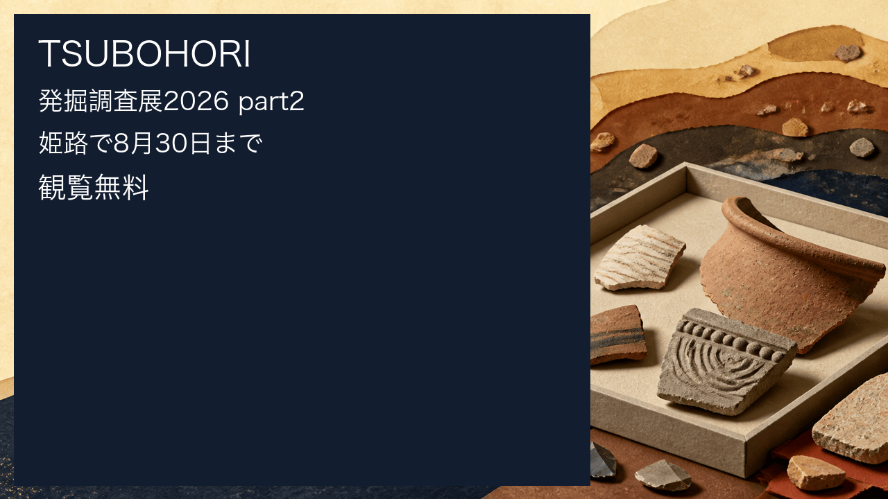 TSUBOHORI発掘調査展2026 part2を表す、発掘資料を想起させるHarimap制作イラスト