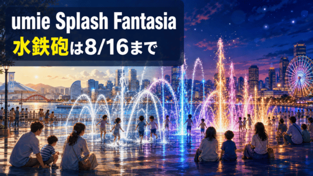 umie Splash Fantasiaの水鉄砲企画が8月16日までと分かる編集イメージ