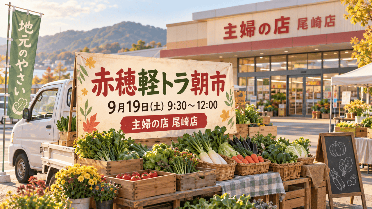 赤穂軽トラ朝市、主婦の店尾崎店、2026年9月19日9時30分から12時