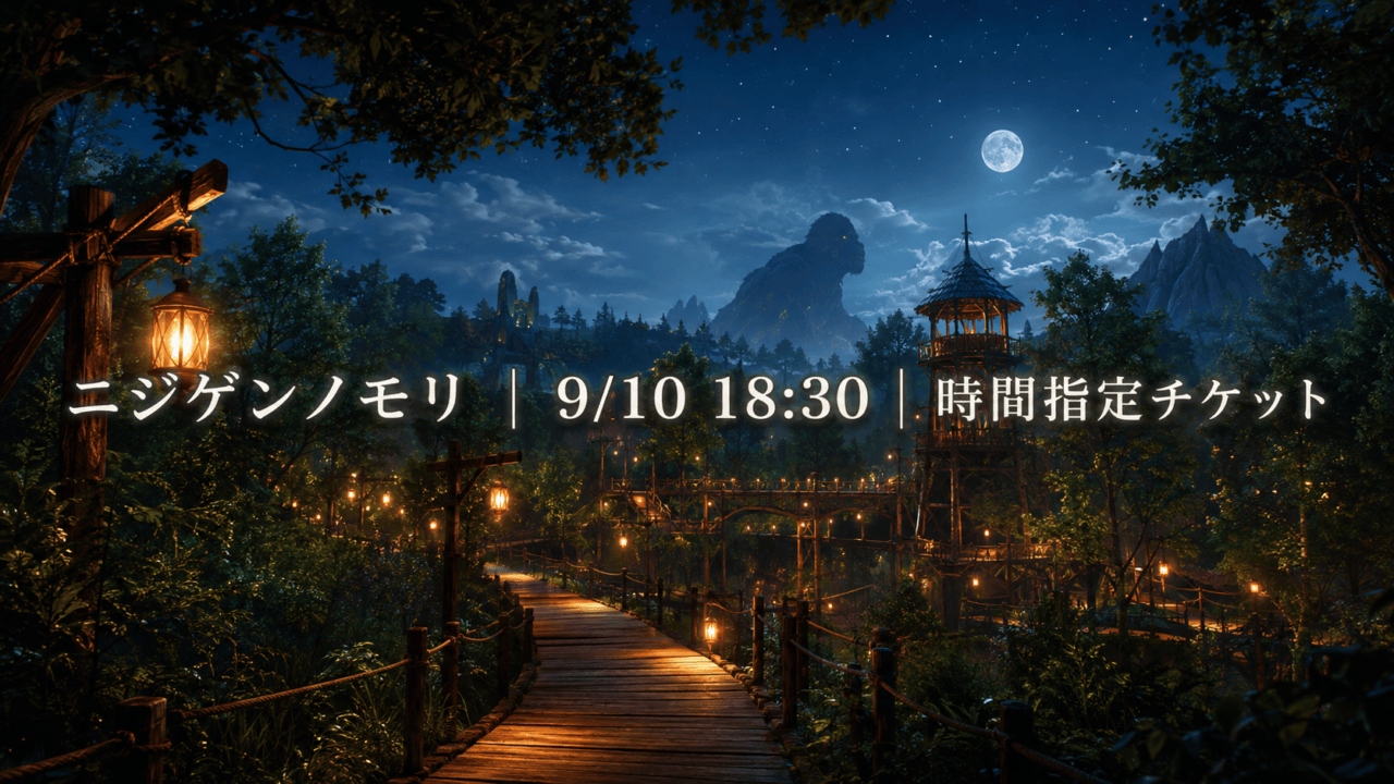 ニジゲンノモリの夜の森を歩く時間指定イベント。9月10日18時30分