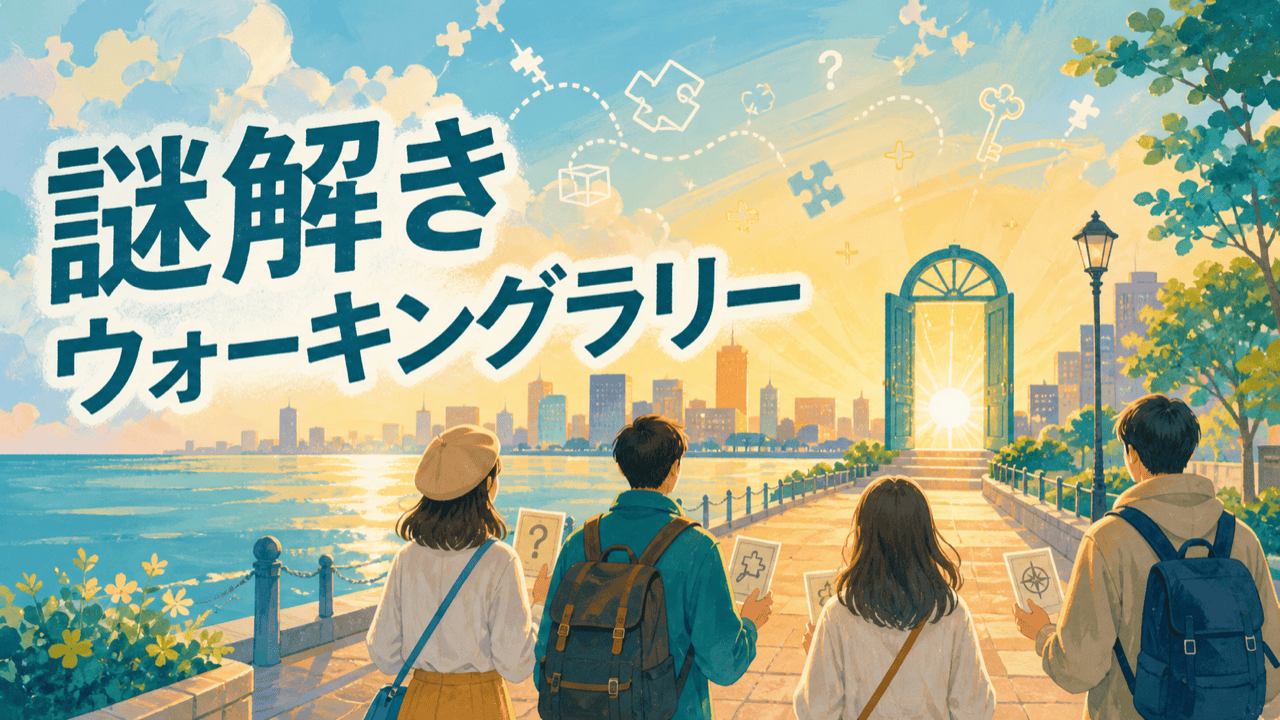 ハーバーランドの謎解きウォーキングラリーを表すHarimap制作イラスト