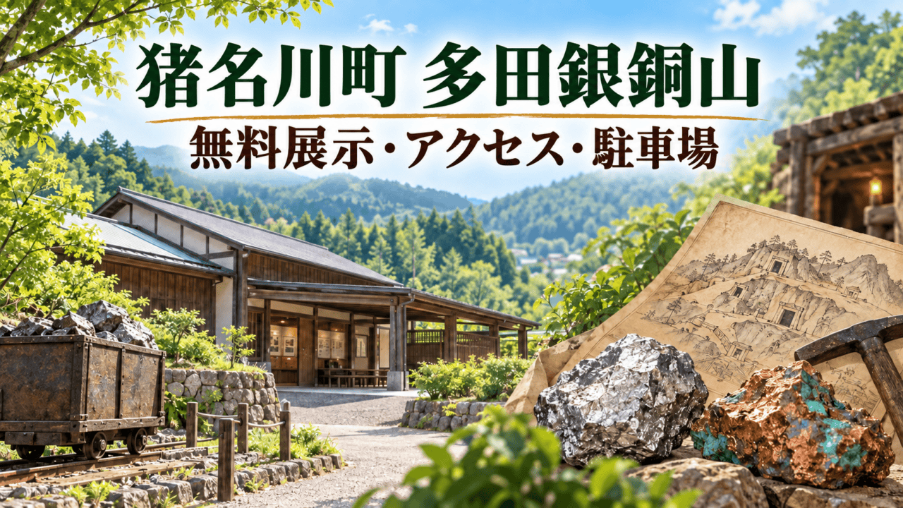 猪名川町の多田銀銅山 悠久の館の無料展示・アクセス・駐車場を案内する生成イメージ