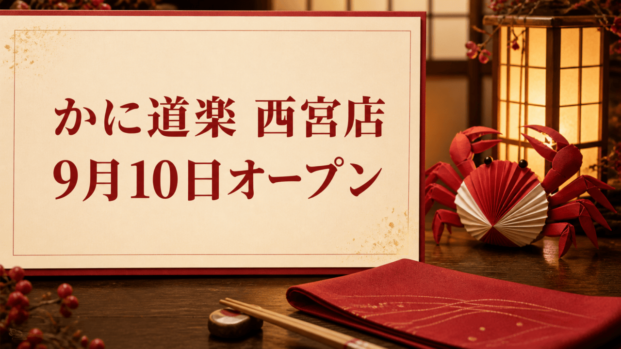 かに道楽 西宮店の9月10日オープンを案内するHarimap制作イメージ