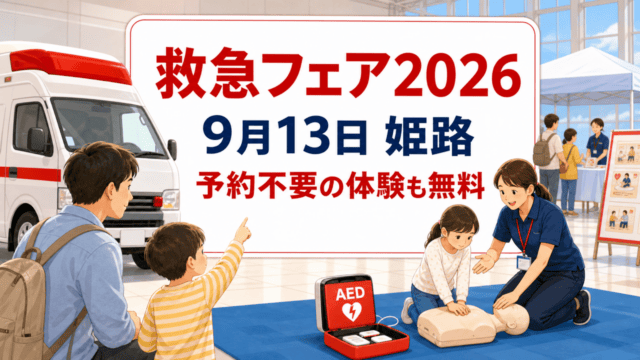 救急フェア2026は9月13日姫路で開催、予約不要の体験も無料