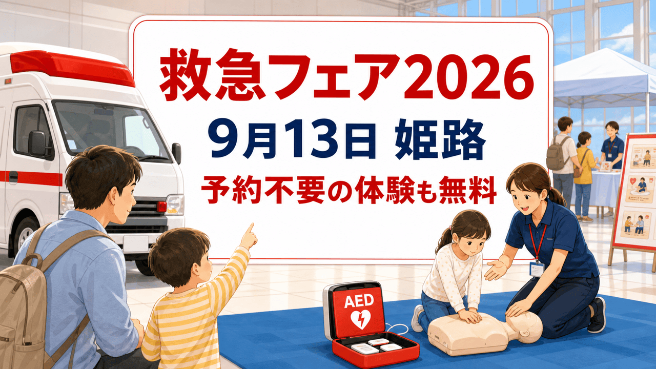 救急フェア2026は9月13日姫路で開催、予約不要の体験も無料