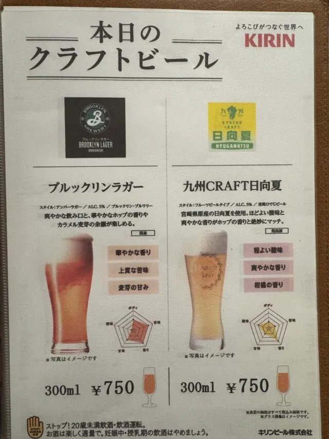 KIRINのクラフトビール紹介の印刷物。（2025年1月7日撮影）