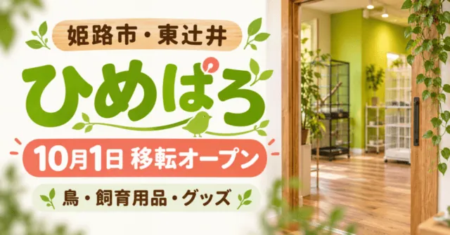 ひめぱろ 東辻井へ移転、10月1日オープン。緑の鳥室をモチーフにしたイメージイラスト。
