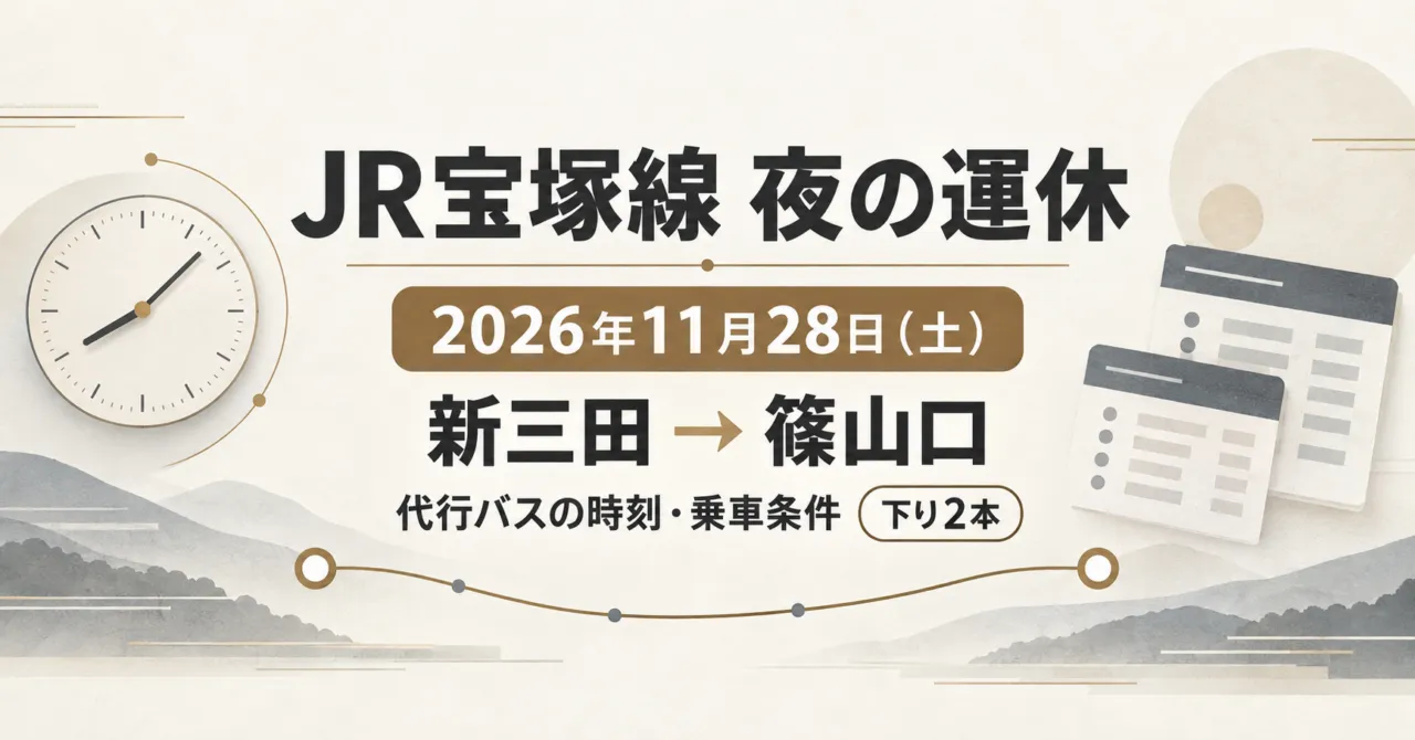 2026年11月28日のJR宝塚線運休|代行バス全8駅の時刻と乗車条件