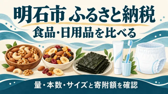 明石市ふるさと納税の内容と条件を比較する編集イラスト