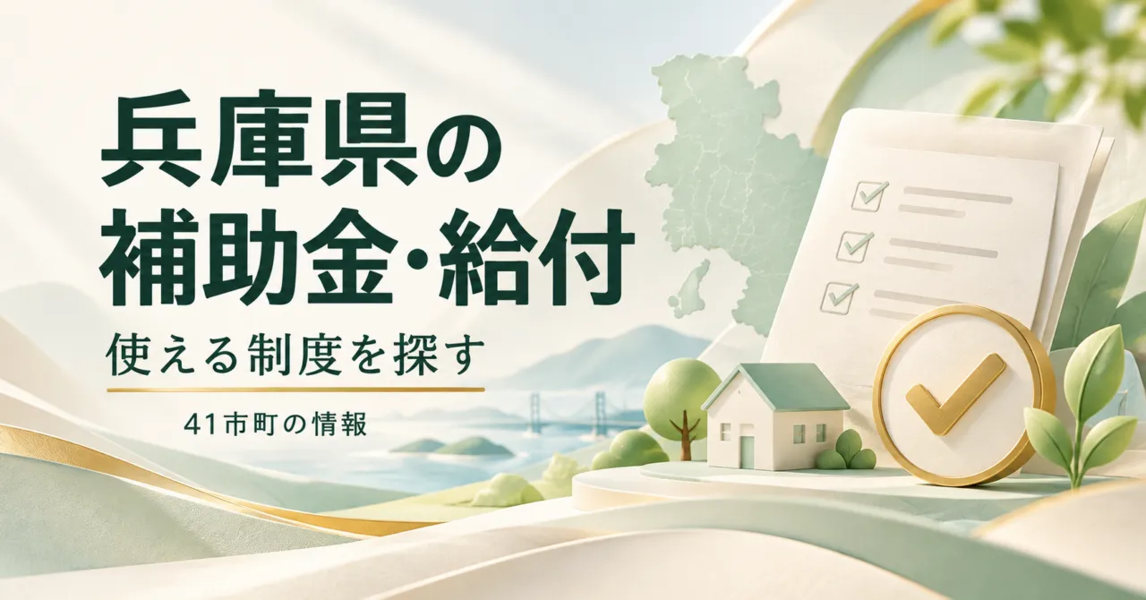 兵庫県の補助金・給付。41市町の使える制度を探す