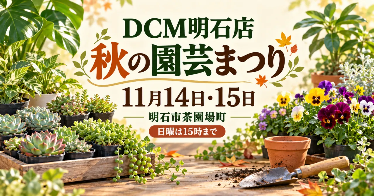 公式チラシの鉢植え・多肉植物・花苗の写真をモチーフにした園芸まつりのイメージ。会場当日の記録写真ではありません