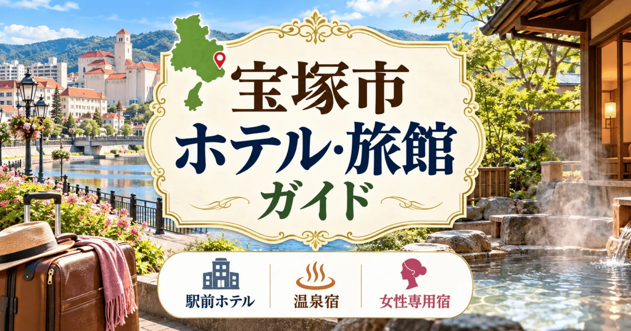 宝塚市のホテル・旅館ガイドのアイキャッチ(生成イメージ)