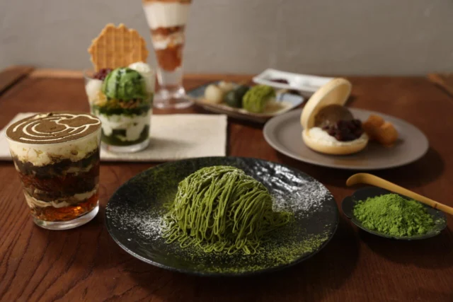 抹茶のモンブランやパフェなど、ブランド公式の和スイーツ例。西宮店の確定メニューではありません